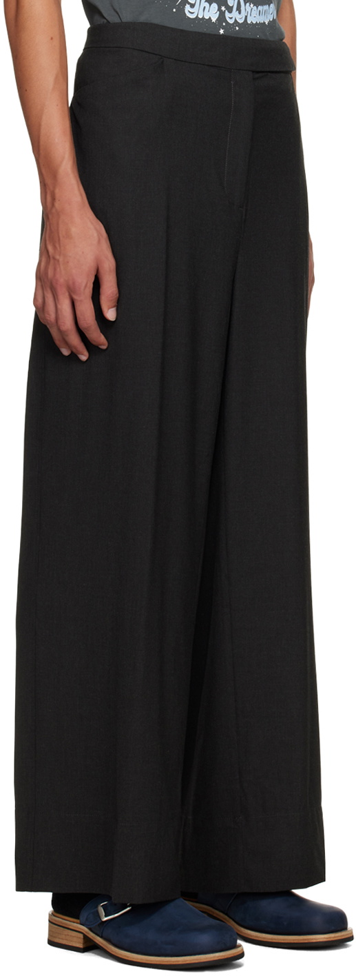 GANNI Gray Drapey Melange Trousers