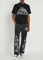 God Made Printed Straight-leg Cotton Sweatpants Grey