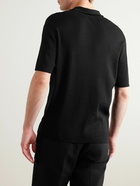 James Perse - Ribbed Linen-Blend Polo Shirt - Black