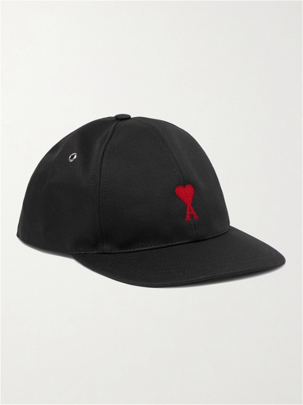 Photo: AMI PARIS - Logo-Embroidered Cotton-Twill Baseball Cap - Black
