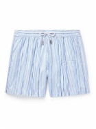 Thom Sweeney - Slim-Fit Mid-Length Striped Swim Shorts - Blue