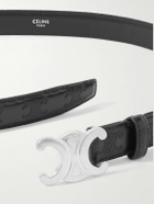 CELINE - 2.5cm Triomphe Logo-Debossed Leather Belt - Black