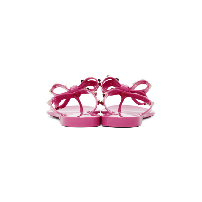 Valentino Pink Valentino Garavani Rockstud Jelly Bow Sandals