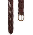 TOM FORD - 4cm Brown Woven Leather Belt - Tan