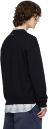 Solid Homme Black Sweat Round Neck Knit Sweater