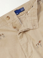 Polo Ralph Lauren - Straight-Leg Embroidered Cotton-Corduroy Trousers - Neutrals