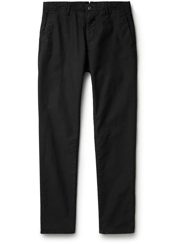 Photo: Incotex - Slim-Fit Cotton-Blend Twill Trousers - Black