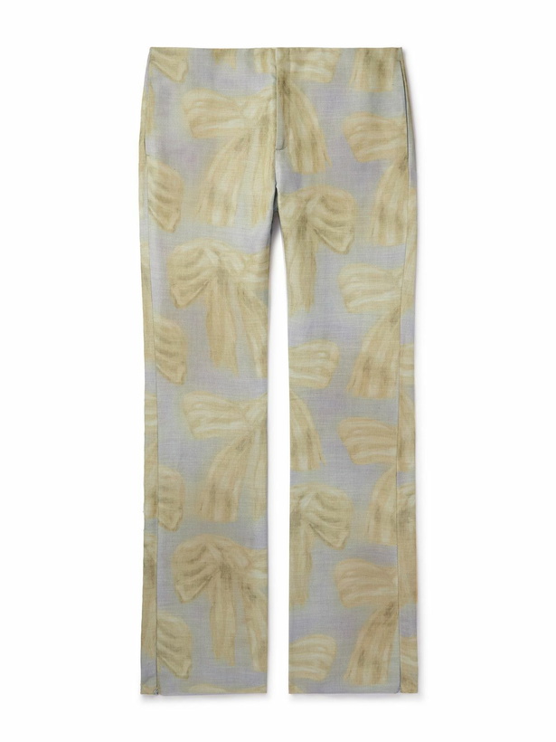 Photo: Acne Studios - Karen Kilimnik Slim-Fit Flared Printed Woven Suit Trousers - Blue