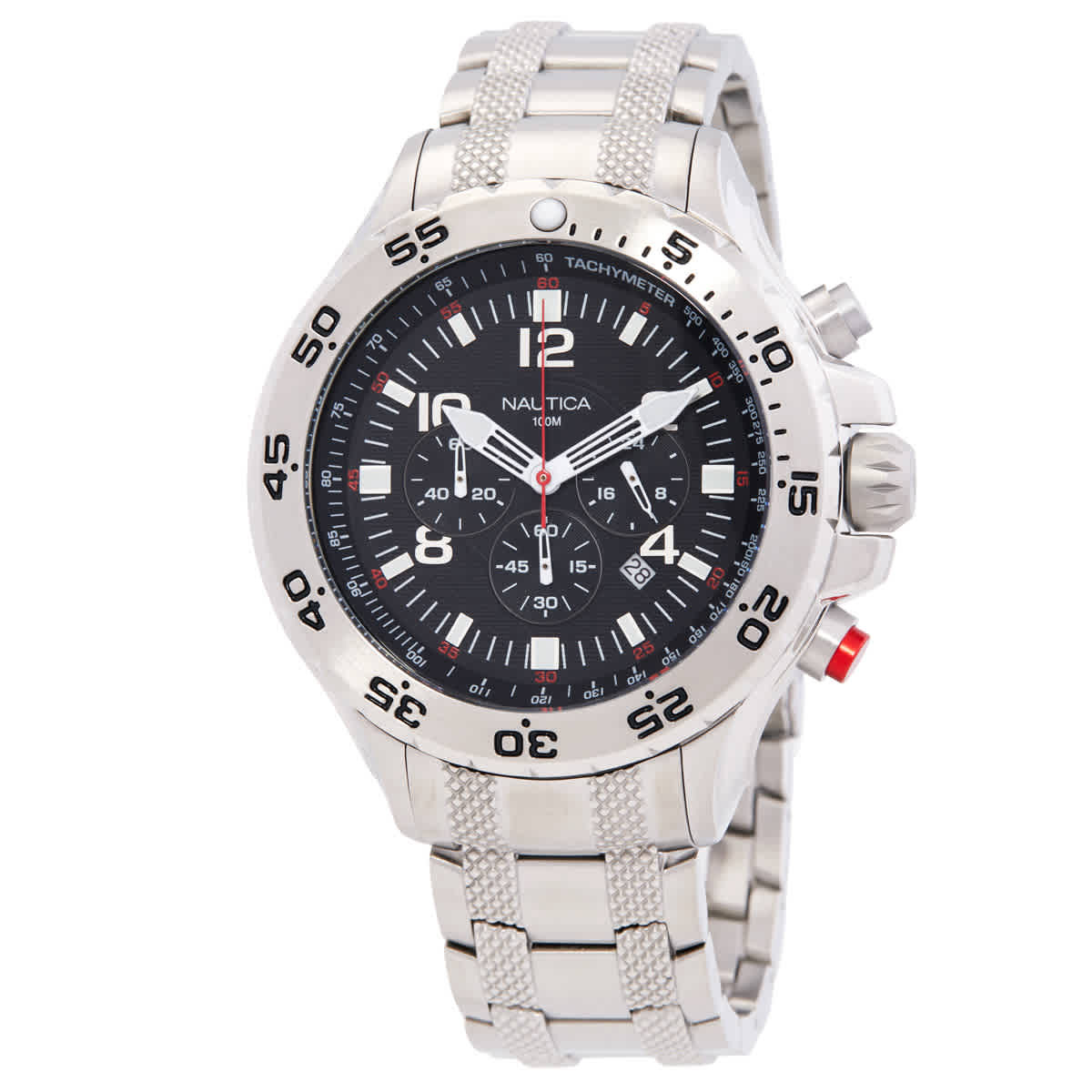 Nautica Orologio Uomo In Acciaio Inossidabile Riciclato - Quadrante Nero, Vetro Minerale, Impermeabile 100m, Modello NAPNVS405