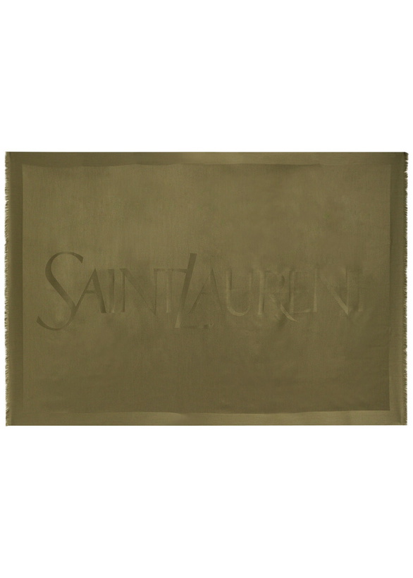 Photo: Saint Laurent Logo-jacquard Wool Scarf - Khaki - One Size