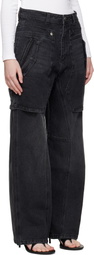 Andersson Bell Black Raptor Layered Wide-Leg Jeans