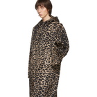 Dries Van Noten Black and Brown Nylon Animal Long Coat