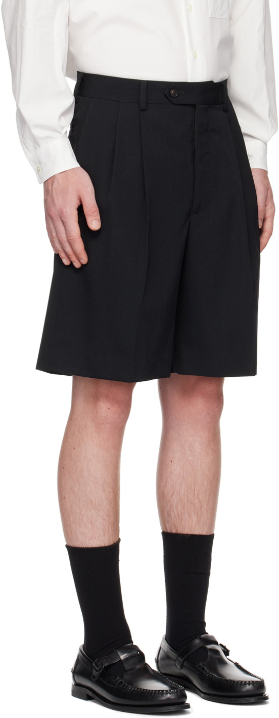 AURALEE Black Pleated Shorts Auralee
