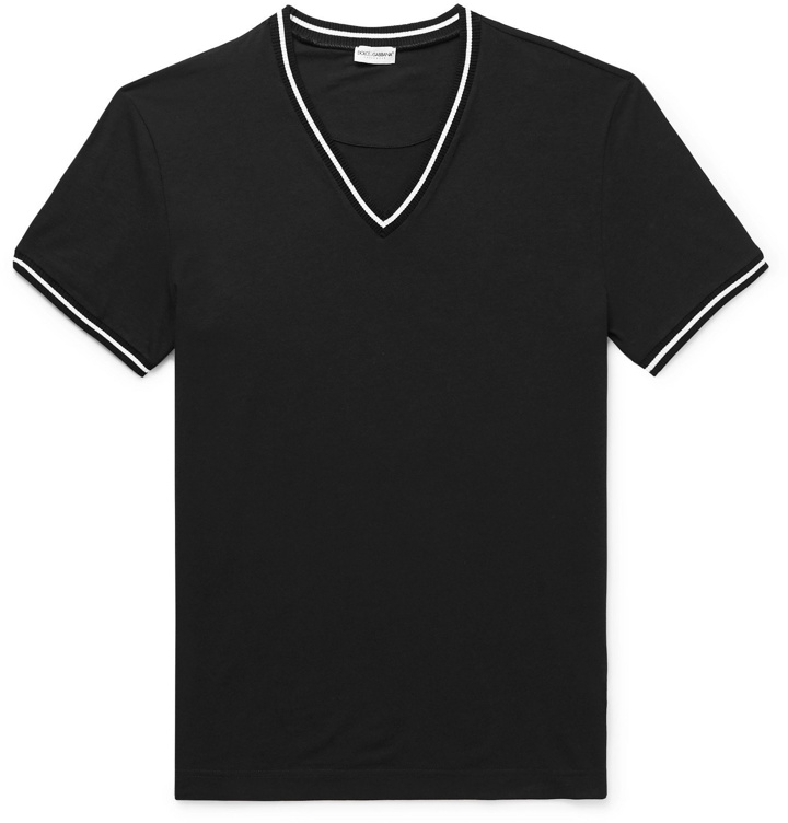Photo: Dolce & Gabbana - Stretch Cotton-Jersey T-Shirt - Black