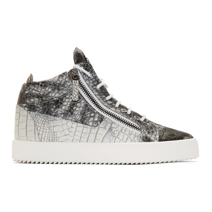 Photo: Giuseppe Zanotti Grey and White May London High-Top Sneakers