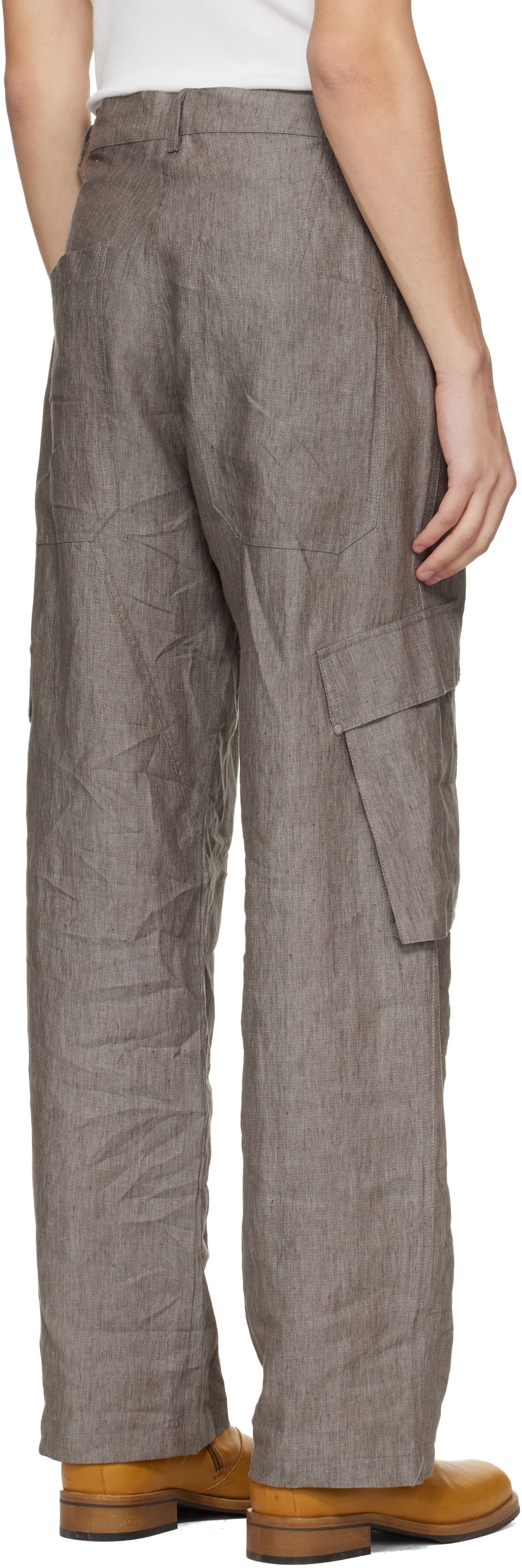 Serapis Gray Linen Cargo Pants