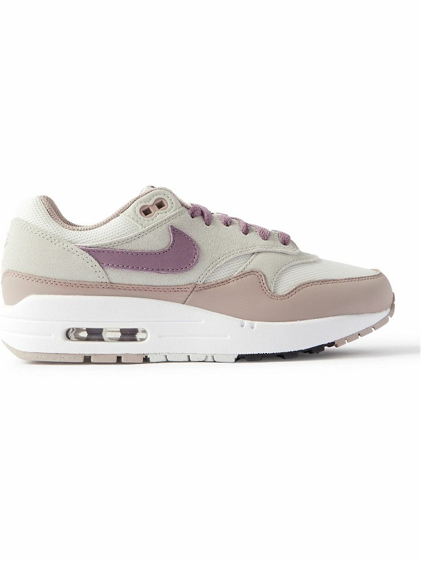 Photo: Nike - Air Max 1 SC Faux Suede, Mesh and Faux Leather Sneakers - Gray
