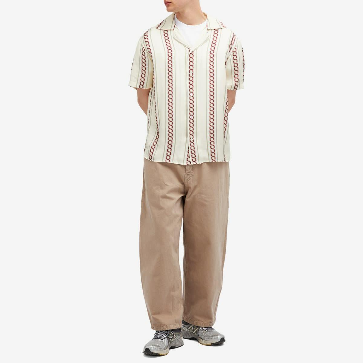 Drôle de Monsieur Men's Braided Print Vacation Shirt in Ecru