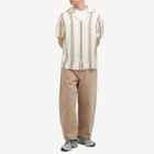 Drôle de Monsieur Men's Braided Print Vacation Shirt in Ecru