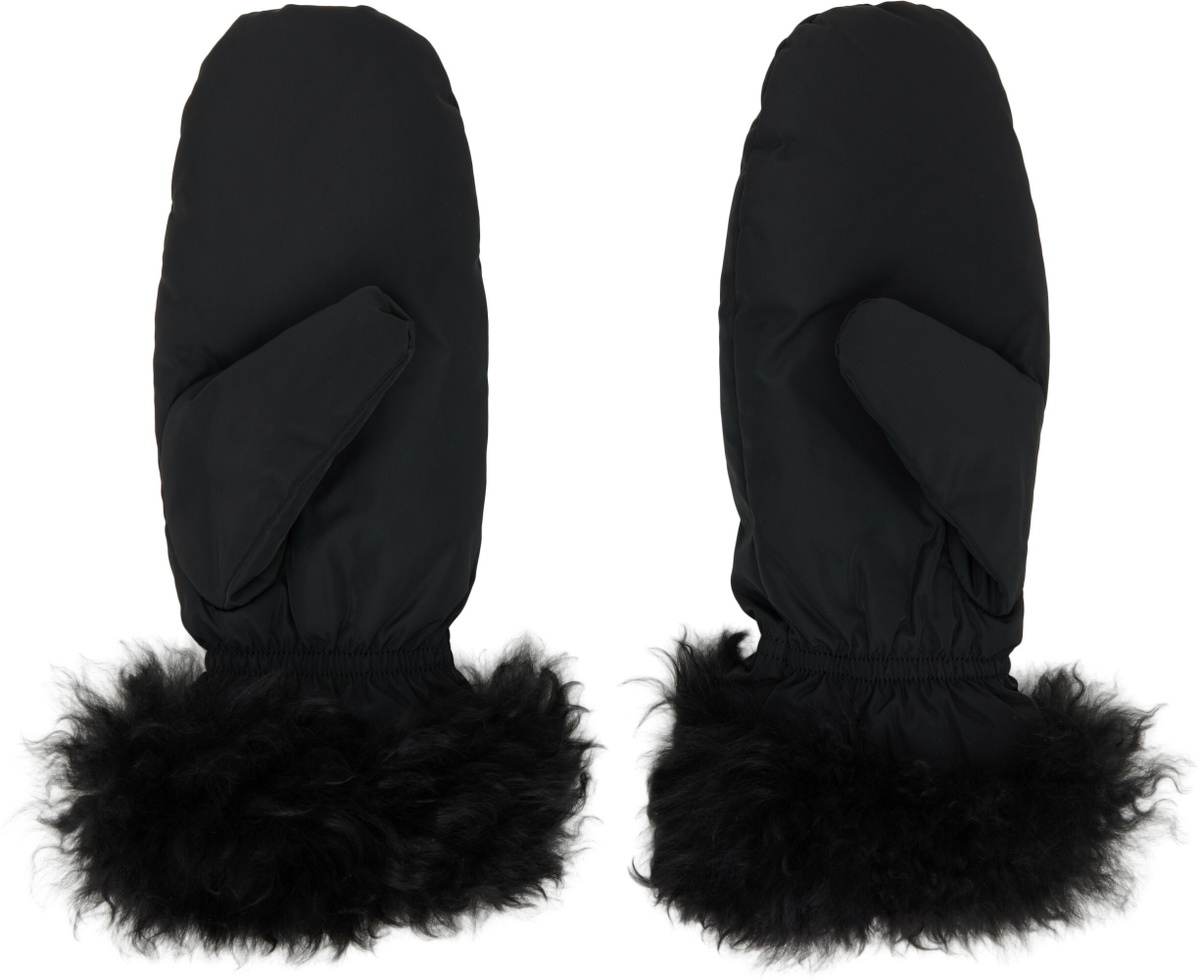 Yves Salomon Black Trim Mittens