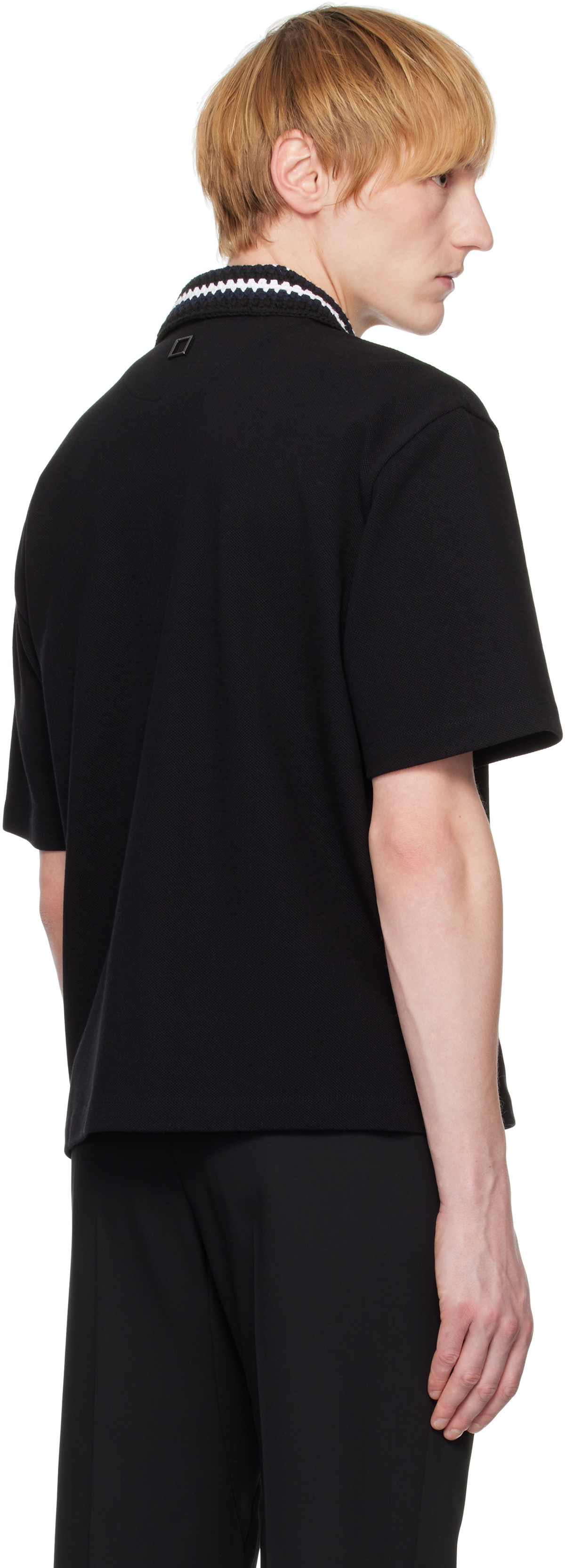 WOOYOUNGMI Black Knit Collar Polo