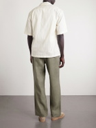 Barena - Cuban-Collar Garment-Dyed Striped Cotton-Poplin Shirt - White