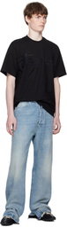 Ferragamo Black Crew Neck Printed Signature T-shirt