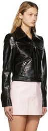 Courrèges Black Cropped Vinyl Trucker Jacket