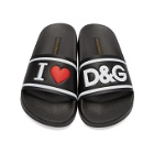 Dolce and Gabbana Black I Heart DandG Slides