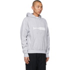 HELIOT EMIL Grey Cracked Logo Print Hoodie