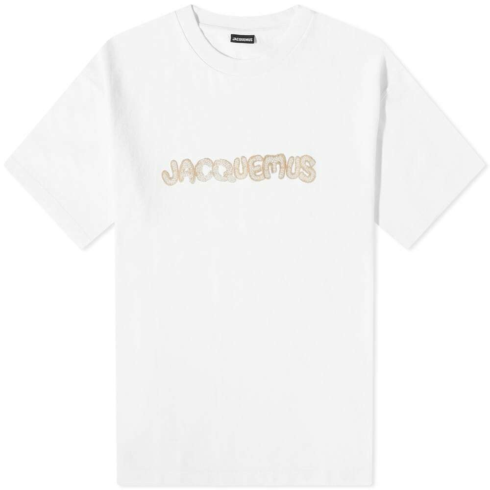 Jacquemus Men's Macrame Logo T-Shirt in White Jacquemus