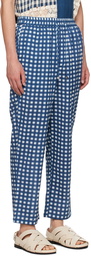 HARAGO Indigo & White Check Trousers