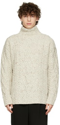 AURALEE Off-White Cable Knit Turtleneck