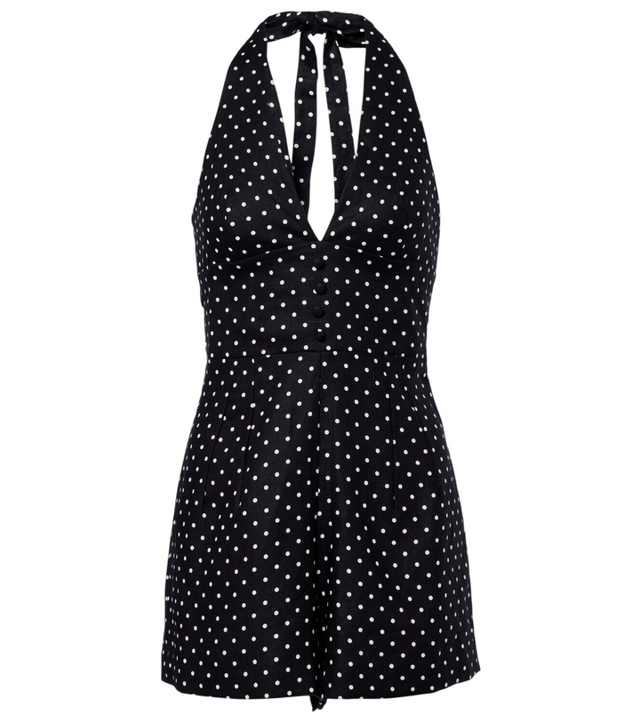 Photo: Faithfull Sofia polka-dot halterneck linen romper