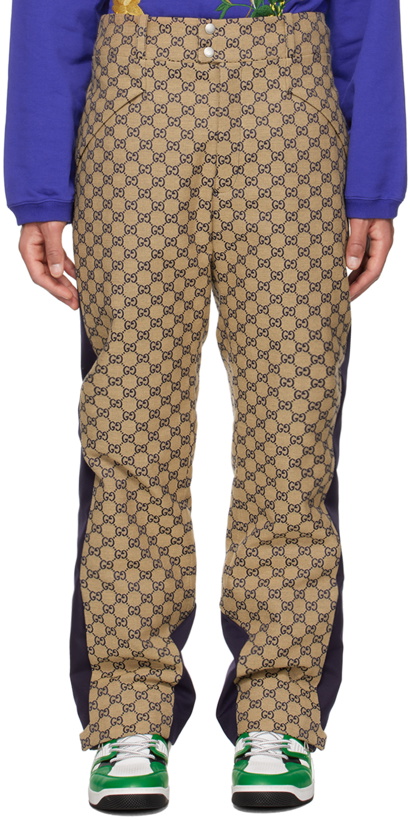 Photo: Gucci Beige & Navy GG Trousers