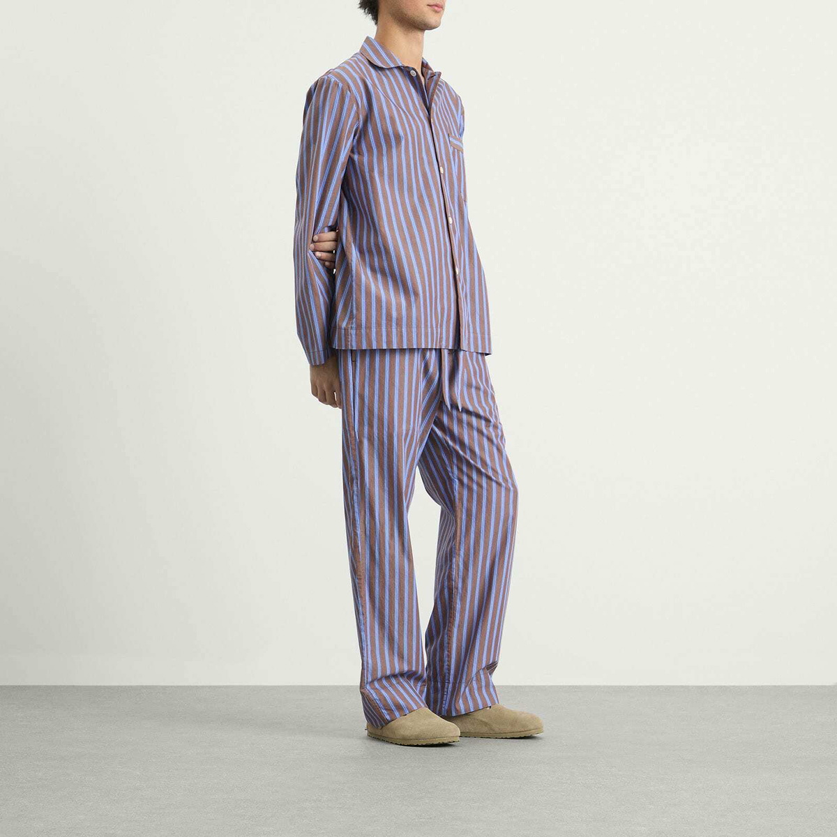 Tekla Fabrics Sleep Pant in Chestnut Stripes