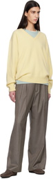 ssstein Yellow Pure Cashmere Knit V Neck LS Sweater