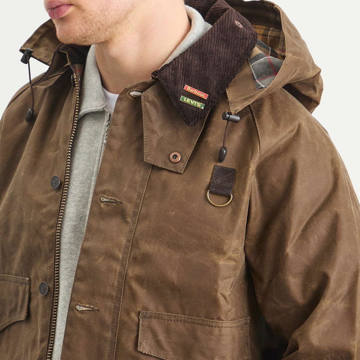 Levi's Men's X Barbour Spey Jacket in Tobacco Wax W Brown Cord Collar