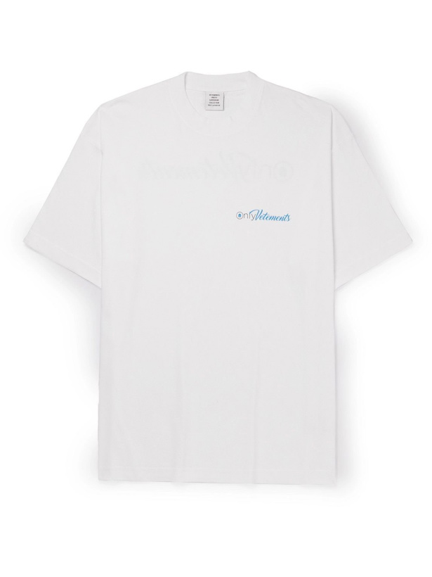 Photo: VETEMENTS - Oversized Logo-Print Cotton-Jersey T-Shirt - White