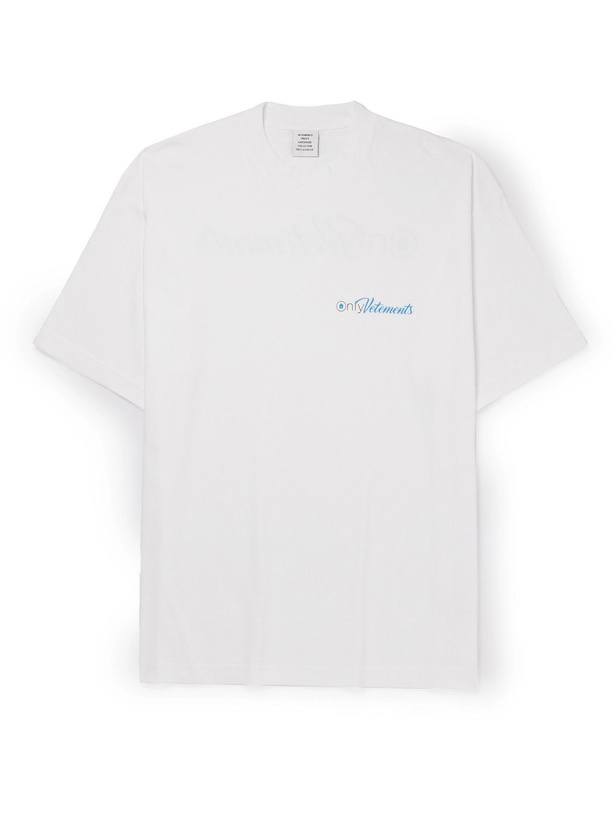 Photo: VETEMENTS - Oversized Logo-Print Cotton-Jersey T-Shirt - White