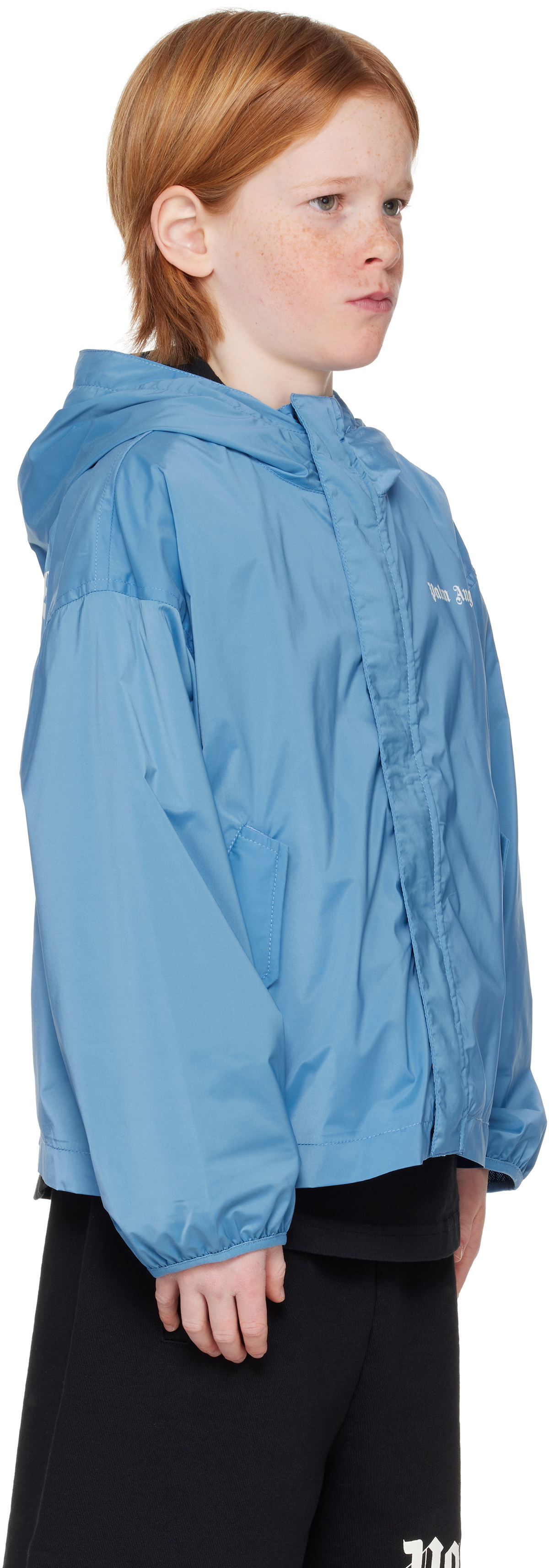 Palm Angels Kids Blue Overlogo Windbreaker Jacket