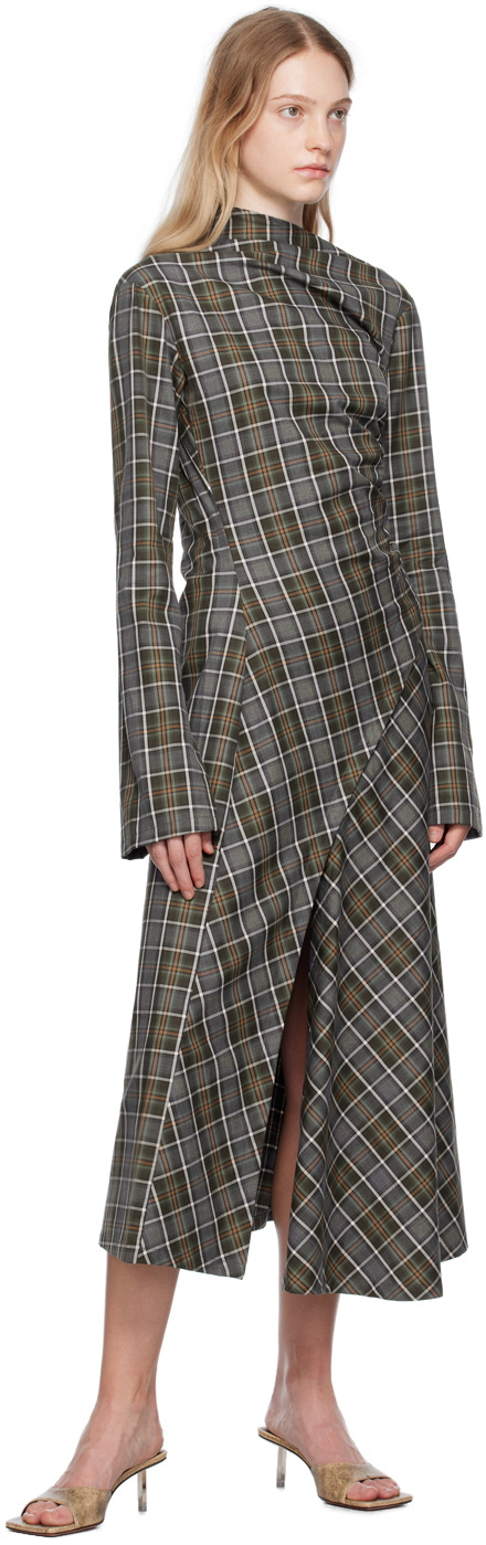 Jade Cropper Gray Plaid Midi Dress