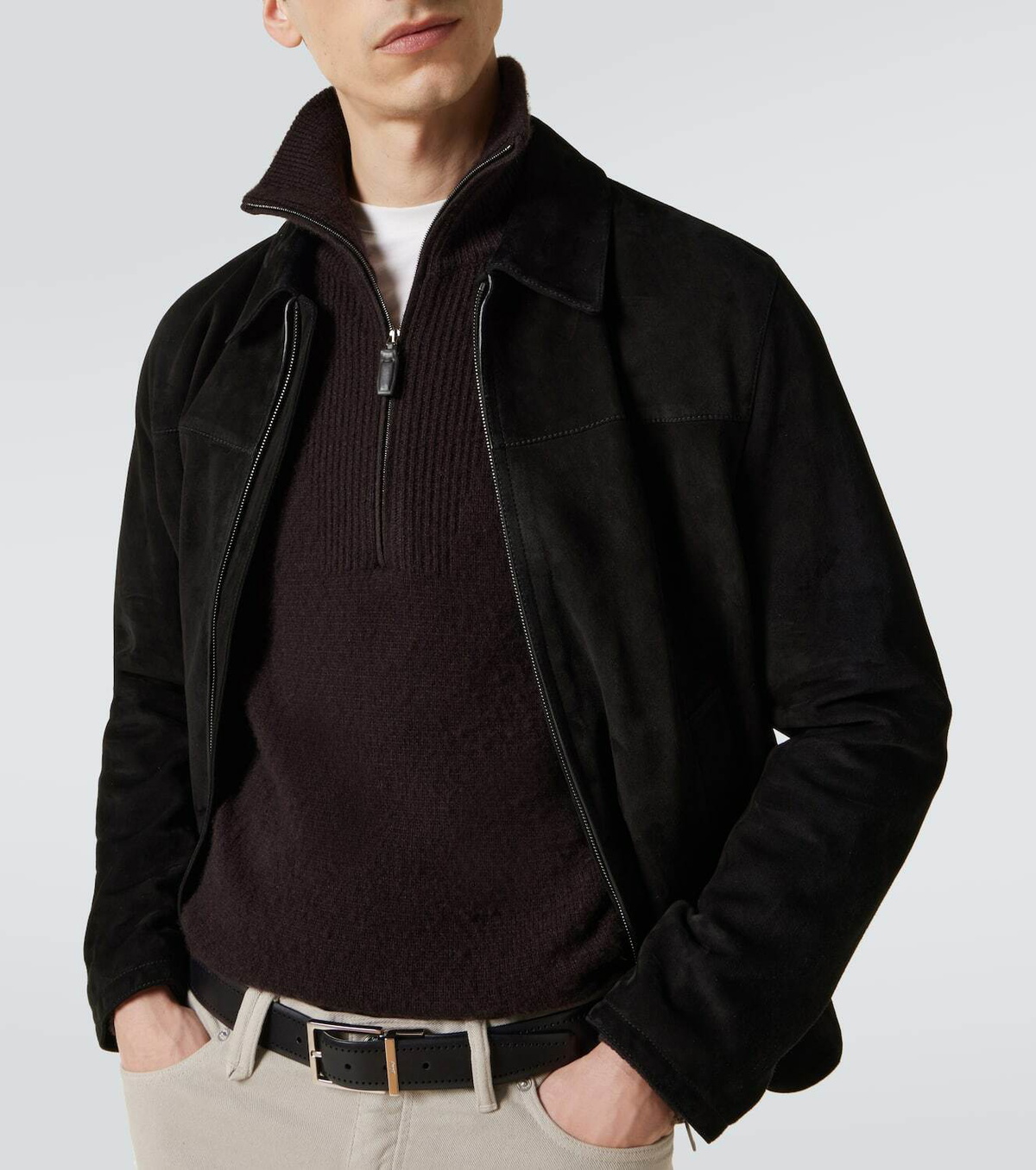 Brioni Wool and silk half-zip sweater