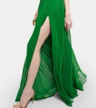Elie Saab Corsage-detail one-shoulder silk gown