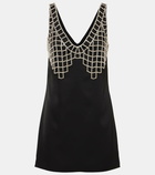 Self-Portrait Embellished satin minidress