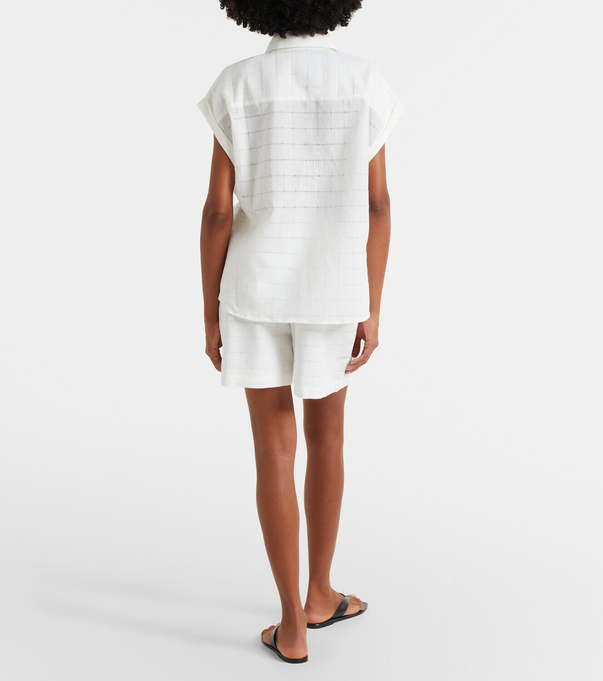 Asceno Boston checked linen and cotton shorts