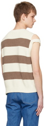 The World Is Your Oyster Brown & White Cutout Vest