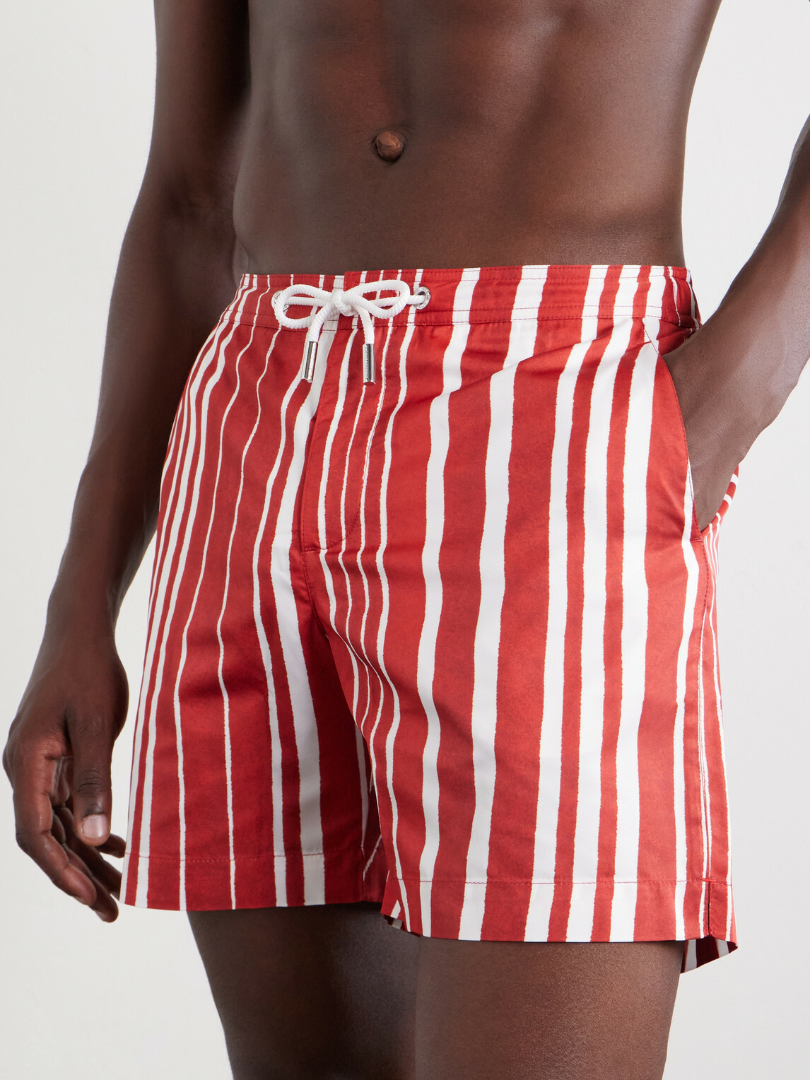 Orlebar Brown - Bulldog Straight-Leg Striped Swim Shorts - Red