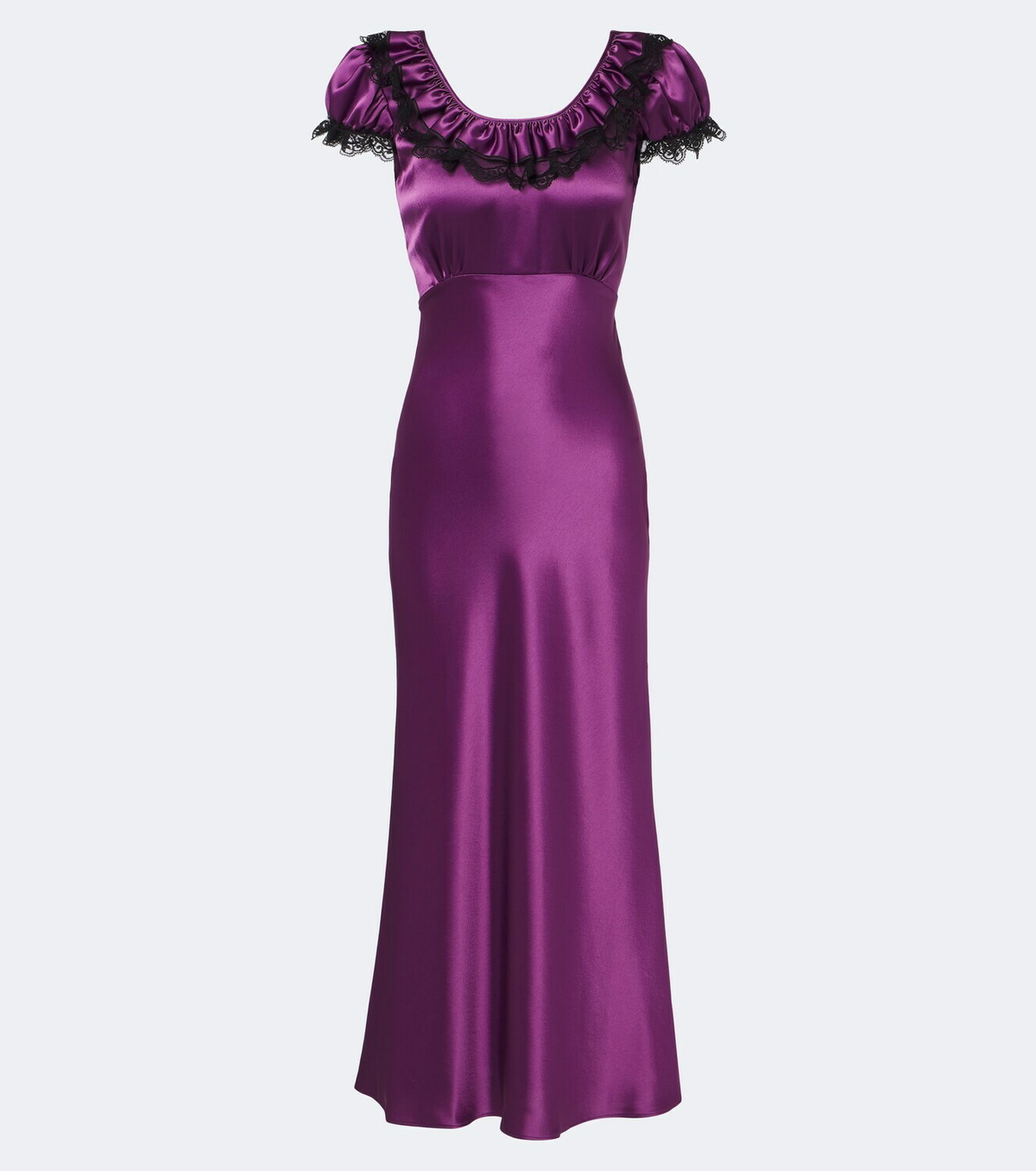 Rodarte Lace-trimmed satin maxi dress