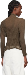 ISSEY MIYAKE Khaki Chiffon Twist Cardigan